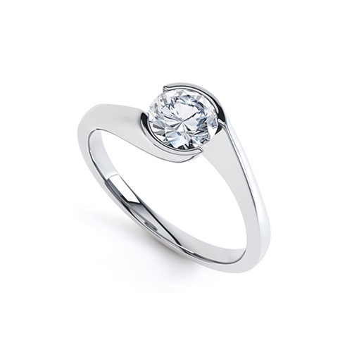 Rub Over Set Single Stone Diamond Ring (RL-G-08)