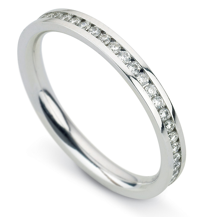 Flat Court Channel Set Diamond Wedding Bands (RL-W-38)