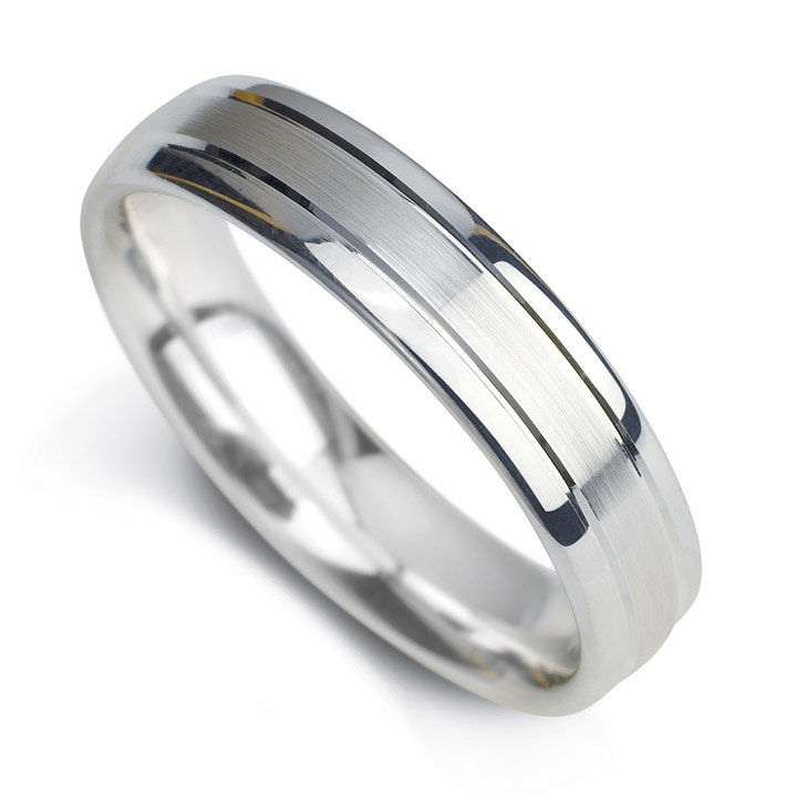 Double Groove Court Shape Wedding Band (RL-W-45)