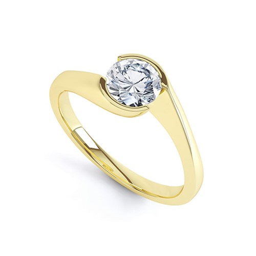Rub Over Set Single Stone Diamond Ring (RL-G-09)