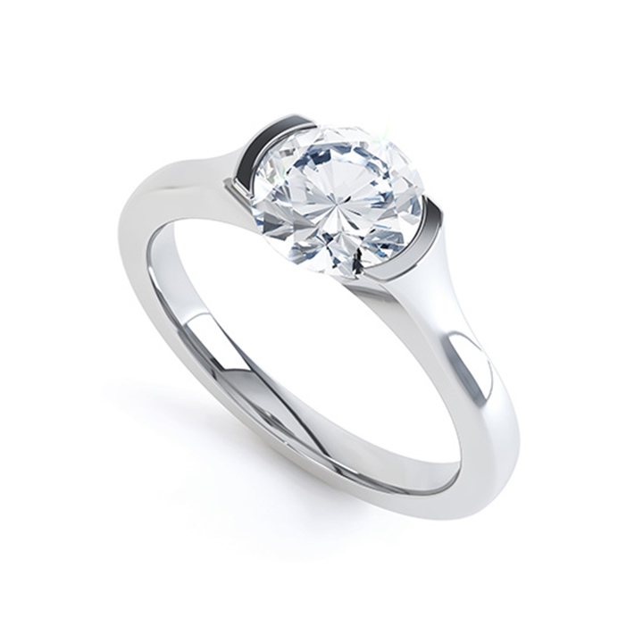 Single Stone Demi-Flush Diamond Ring (RL-G-13)