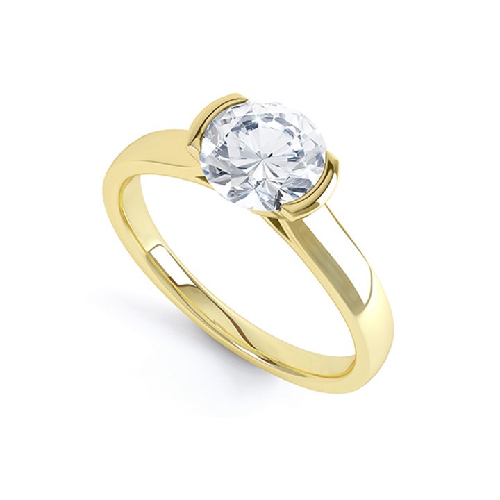 (RL-G-19) Demi-Flush Single Stone Diamond Ring
