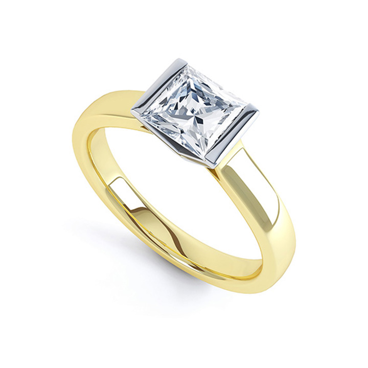 Demi-Flush Square Solitaire Ring (RL-G-22)