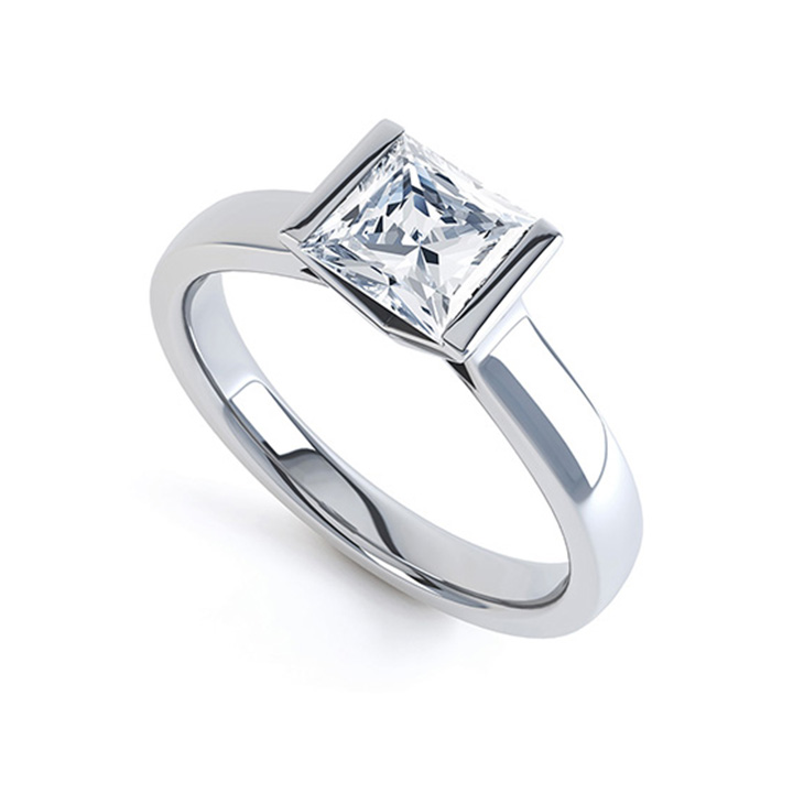 Demi-Flush Square Solitaire Ring (RL-G-23)