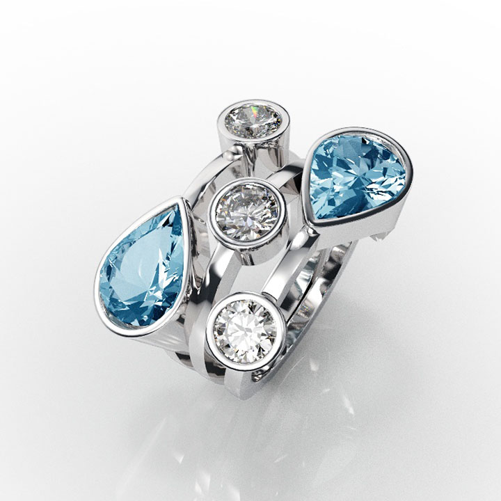 Aquamarine and Diamond Ring (RL-G-52)