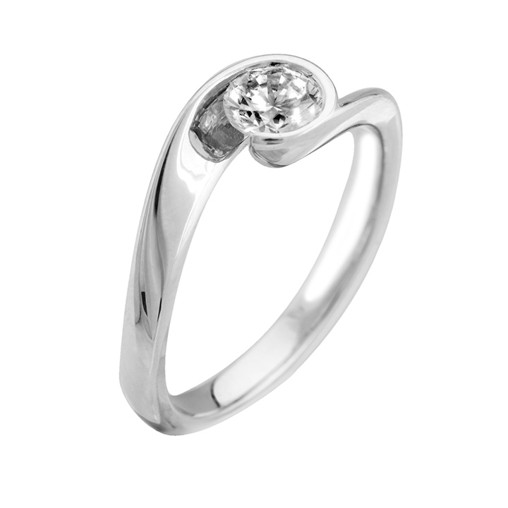 Sculptural Demi-Flush Diamond Ring (RL-G-73)