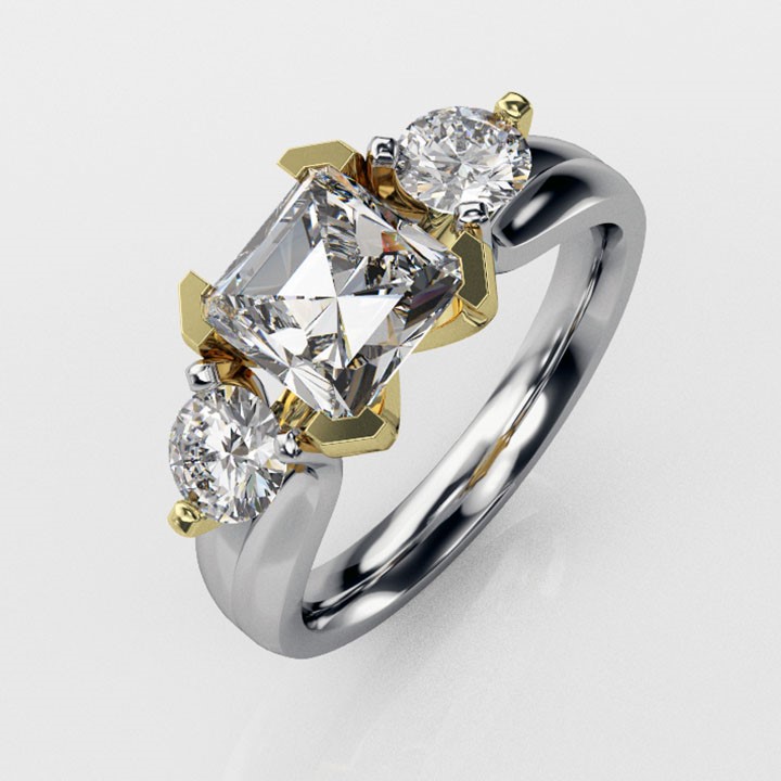 18ct Yellow and White Gold, Three Stone Ring (RL-G-89)