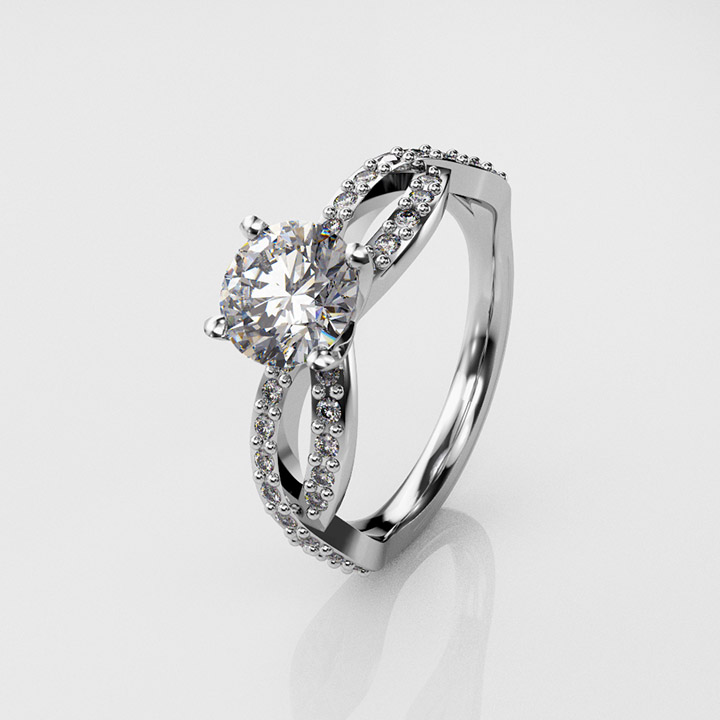 Vintage, Single Stone and Pavé Set Diamond Ring (RL-G-92)