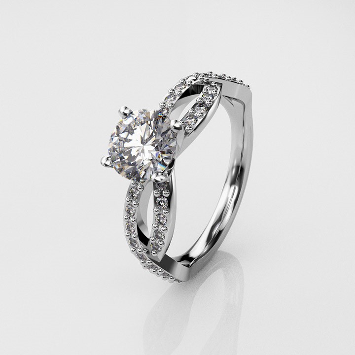 (RL-G-92) Vintage, Single Stone and Pavé Set Diamond Ring