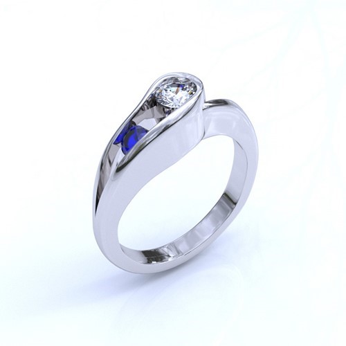 Platinum, Sapphire and Diamond Contemporary Ring (RL-G-99)