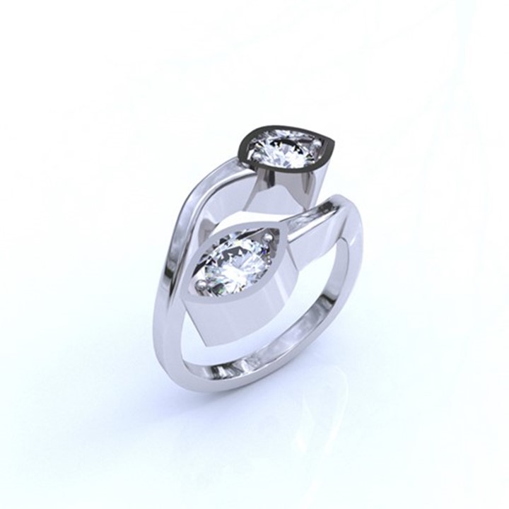 (RL-G-100) Platinum and Diamond Organic Ring