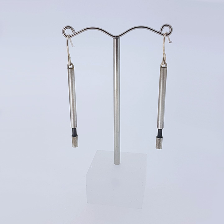 Brushed Sterling Silver Earrings with Blackened Section (RLL-IE2)