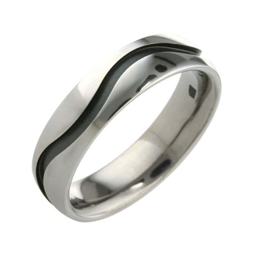 Wave Groove 6mm Titanium Ring (PD-TLR1239)