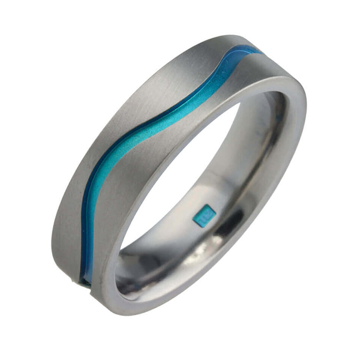 6mm Flat Court Wave Titanium Ring (PD-T-LR1313)