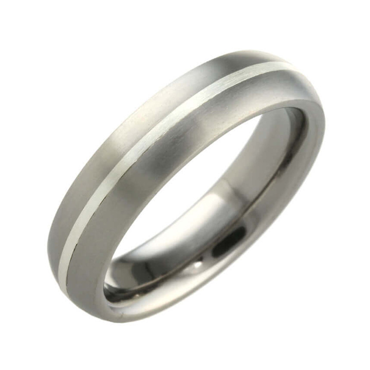 6mm Wide Narrow Inlay Oval Titanium Ring (PD-TSLR802)