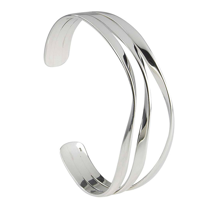 Sterling Silver Torc Bangle (CUR-STQB3N)