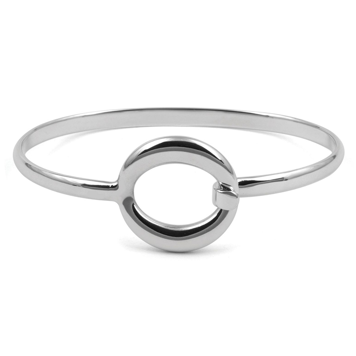Circular Clasp Silver Bangle (BA-B401) 